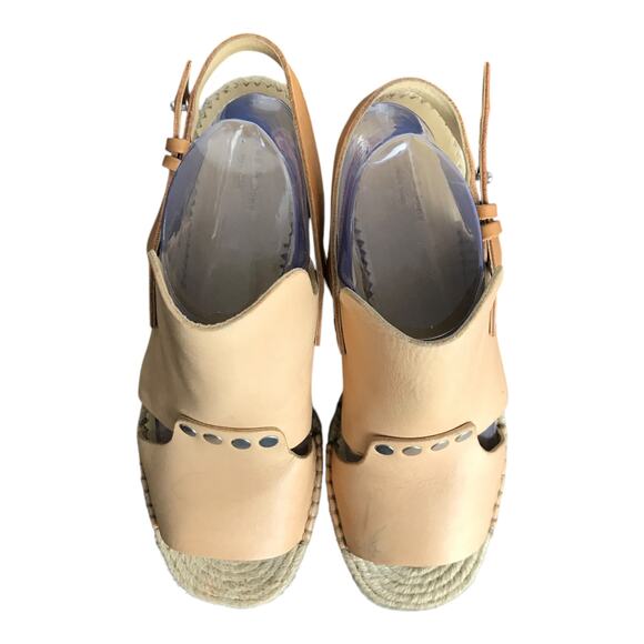 Rag & Bone Sayre II Espadrille Wedge Sandal Women Sz 40 Beige Leather 2.25" Heel - Picture 3 of 9